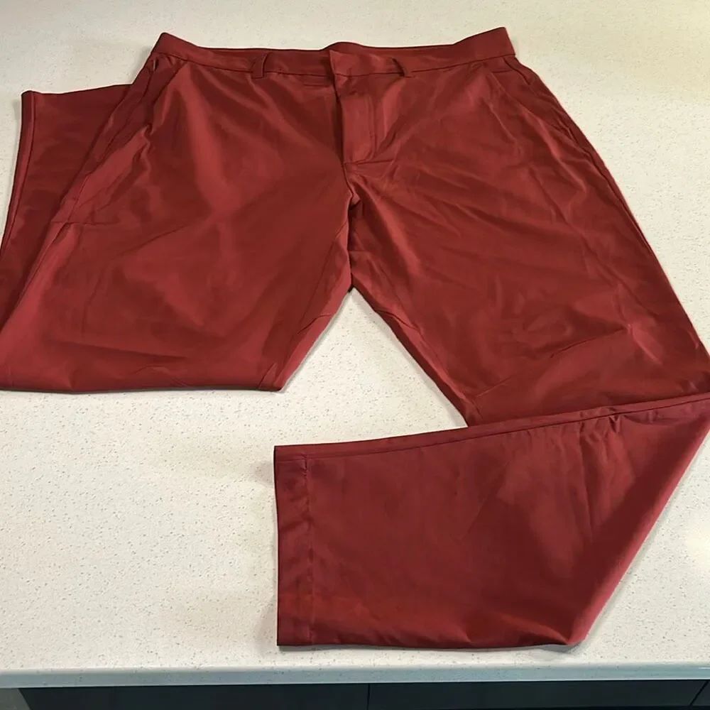 Fabletics Men’s Performance Pants 34x32 Burnt Orange Stretch Golf Travel
